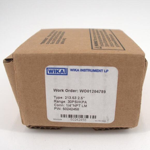 Wika 50242458 Pressure Gauge 2.5 in - 30 PSI/KPA 1/4in NPT - Picture 1 of 7